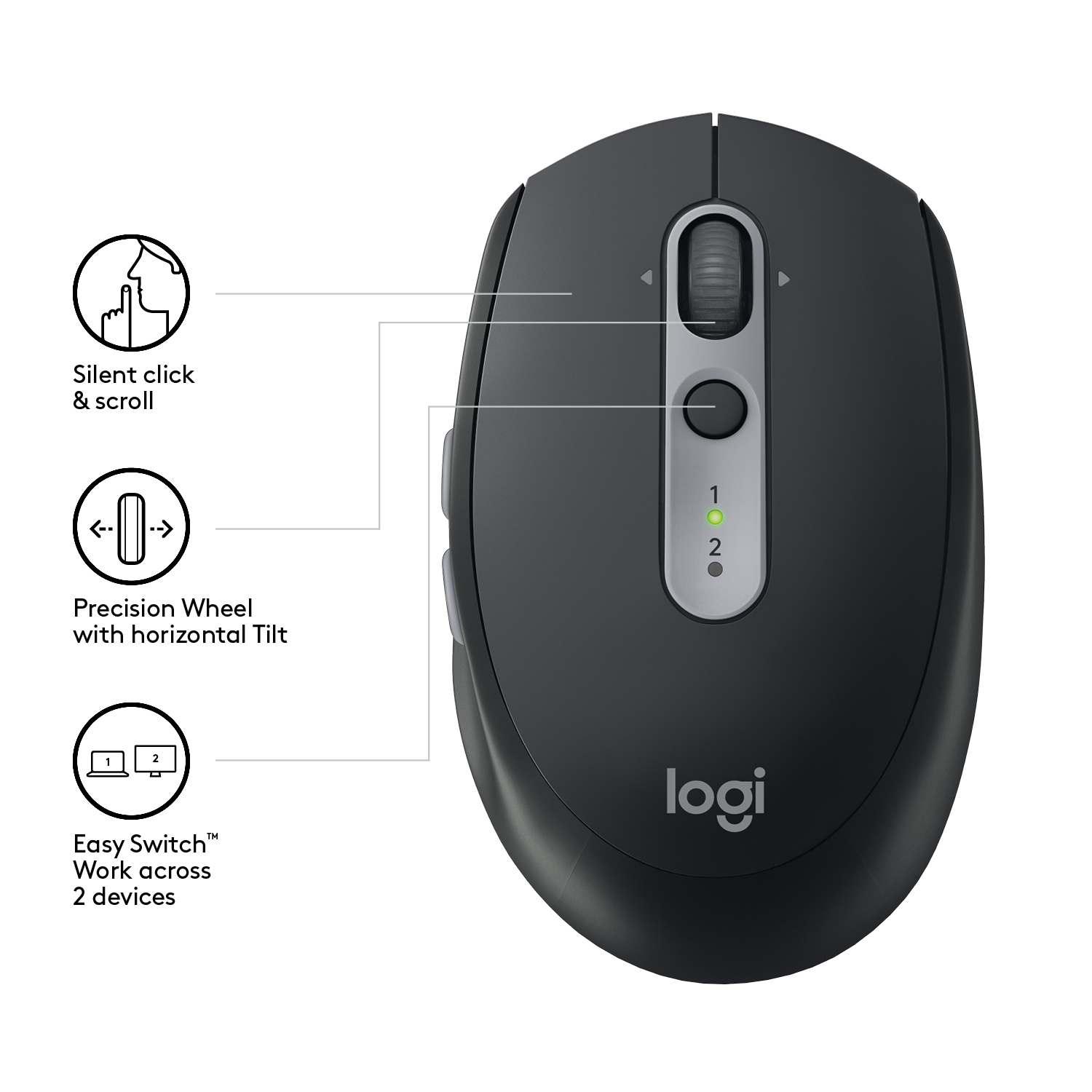 Logitech Maus M590 Silent USB Maus | kabellos | schwarz