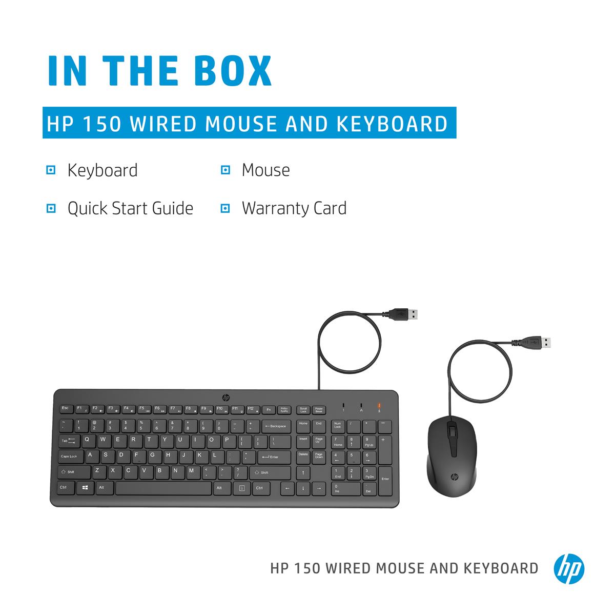 HP 150 | Tastatur und Maus Combo | USB | Schwarz | QWERTZ - Deutsch