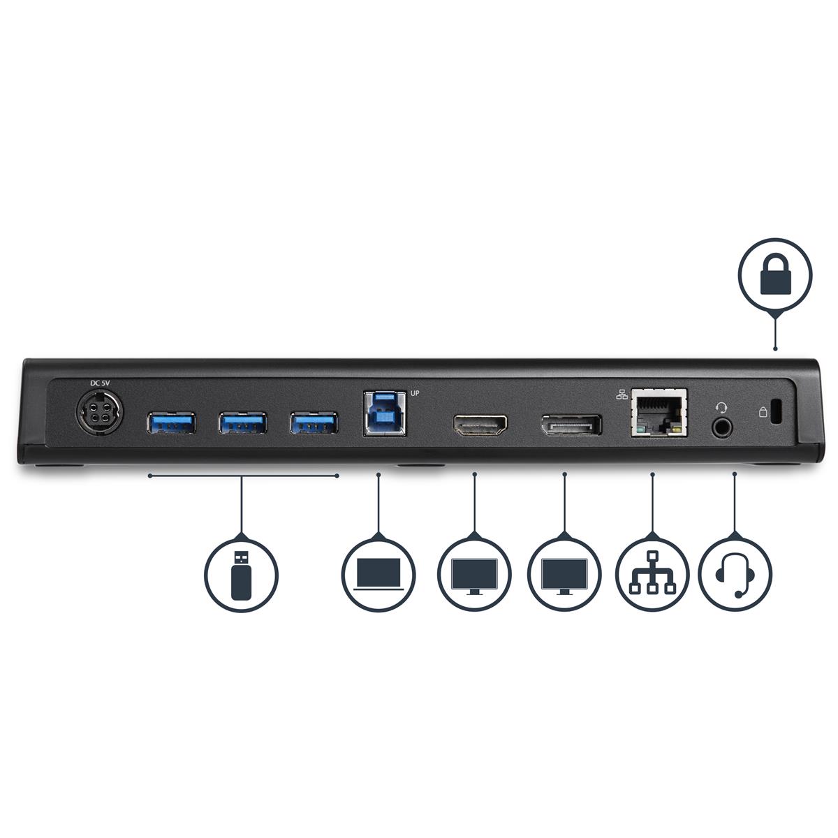 StarTech.com USB 3.0 Docking Station | Universal für Laptops - Mac und Windows | ohne Netzteil | ohne Kabel