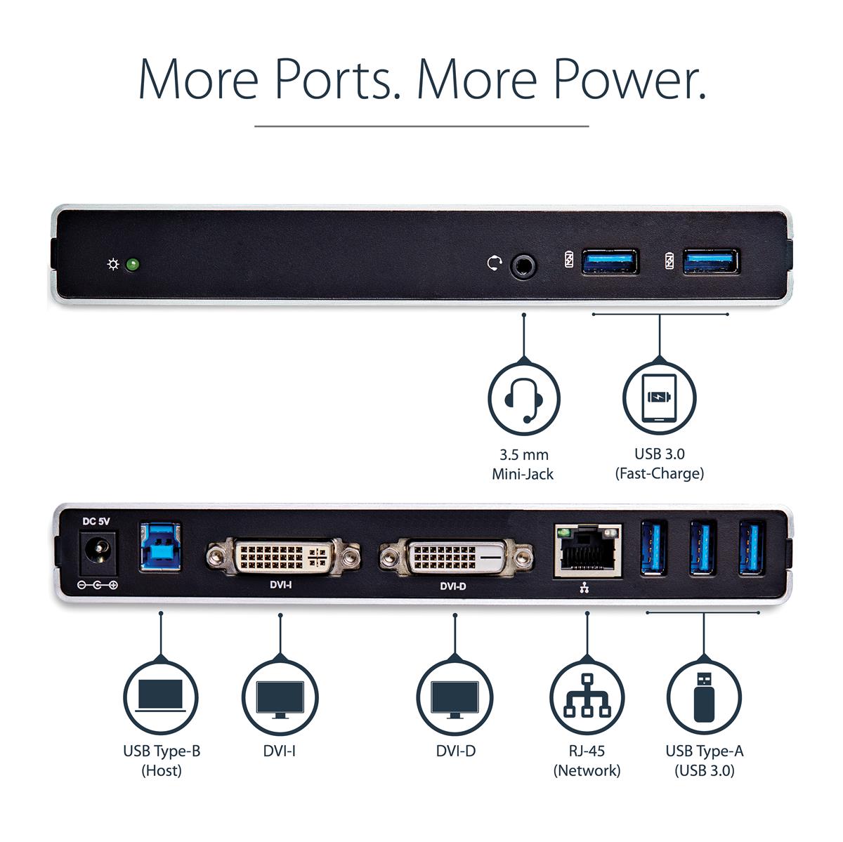 StarTech.com USB 3.0 Docking Station | kompatibel mit macOS und Windows | ohne Zubehör