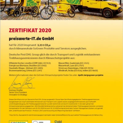 preiswerte-IT.de erhält DHL Klimaschutz-Auszeichnung